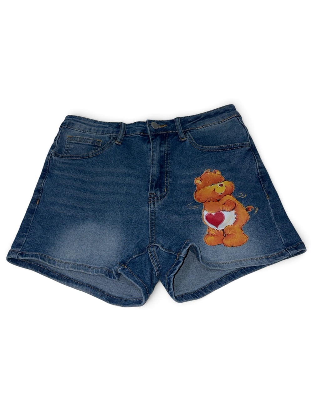 SHEIN Care Bears Tender Heart Bear Blue Denim Women’s Size 28 Shorts